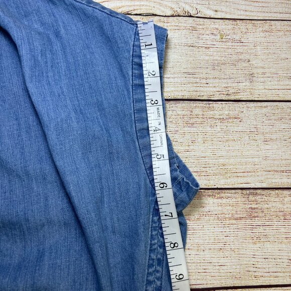 Madewell Chambray Shirt XS Blue Short Sleeve Button Front Cotton Lyocell Top - Picture 3 of 11
